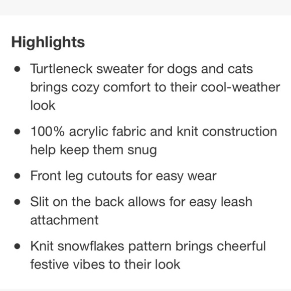 Knit Snowflake Cozy Dog Sweater NWT Size Large - Picture 7 of 14